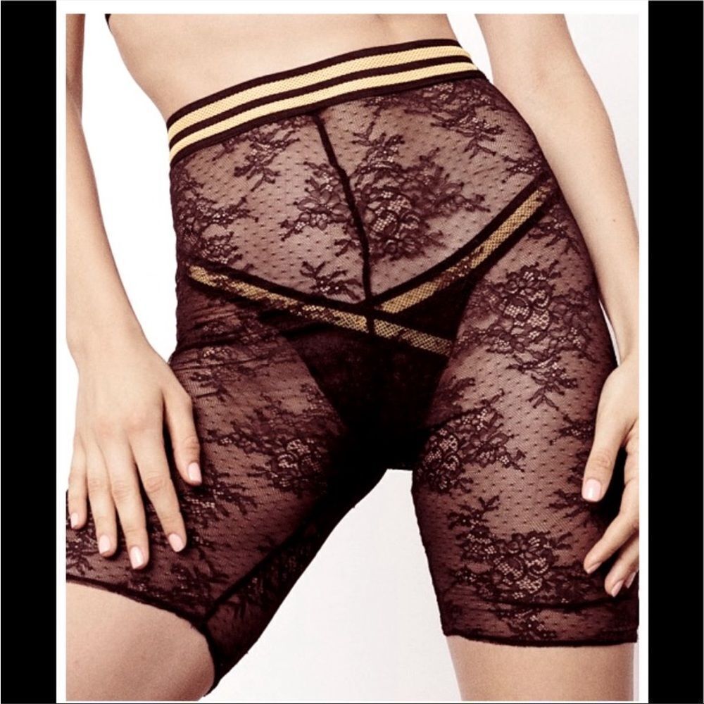 For Love & Lemons SKIVVIES Julienne Lace Biker Short Black Lace XS NWT